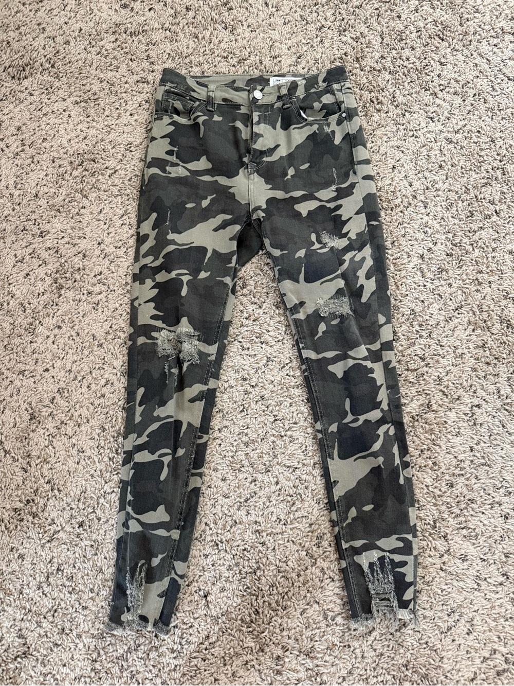 I&M Distressed Camo Skinny Jeans - Olive & Black